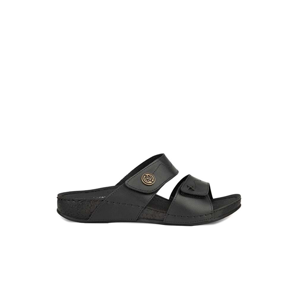 Muya Lembut Anatomik Taban Dört Mevsim Hakiki Deri Kadın Terlik - Siyah - 40