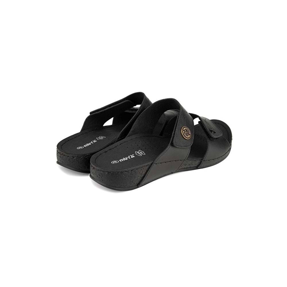 Muya Lembut Anatomik Taban Dört Mevsim Hakiki Deri Kadın Terlik - Siyah - 40