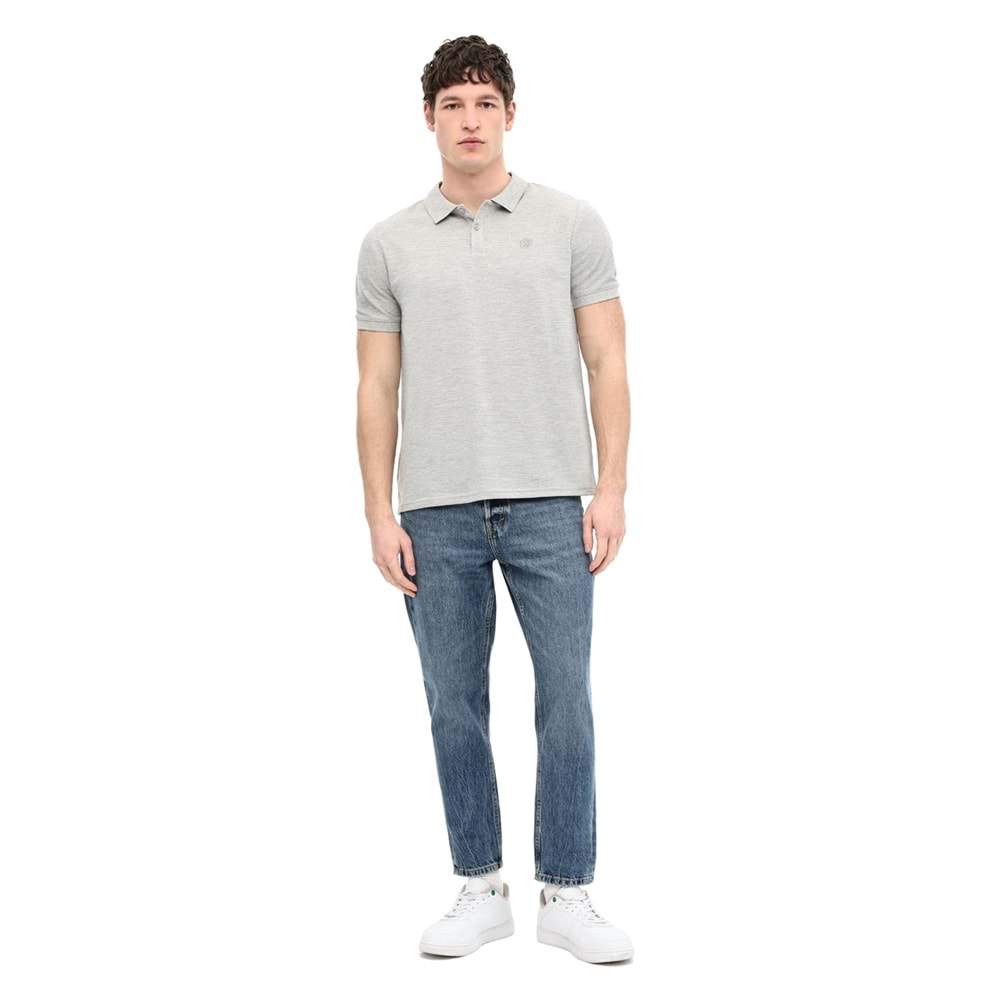 LUMBERJACK MB CT953 POLO T-SH 6FX ERKEK KISA KOL POLO TİŞÖRT - GRİ MELANJ - L