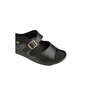 Muya Mesem Anatomik Taban Dört Mevsim Hakiki Deri Kadın Terlik - Siyah - 40