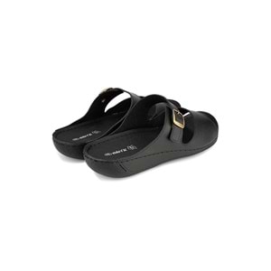 Muya Mesem Anatomik Taban Dört Mevsim Hakiki Deri Kadın Terlik - Siyah - 40