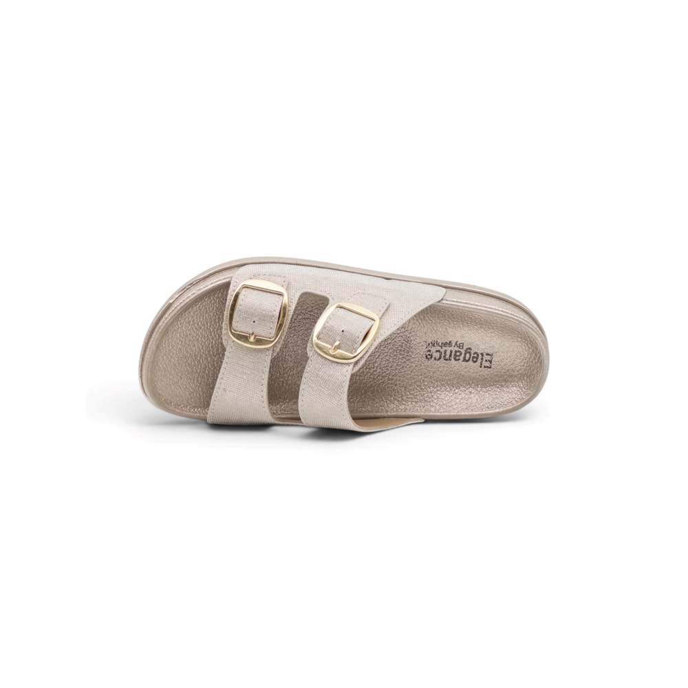 ELEGANCE 7325 ÇİFT TOKALI SİMLİ KADIN TERLİK - BRONZ - 38